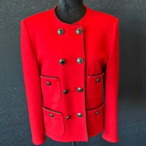 Elegant Red Double-Breasted Women's Blazer